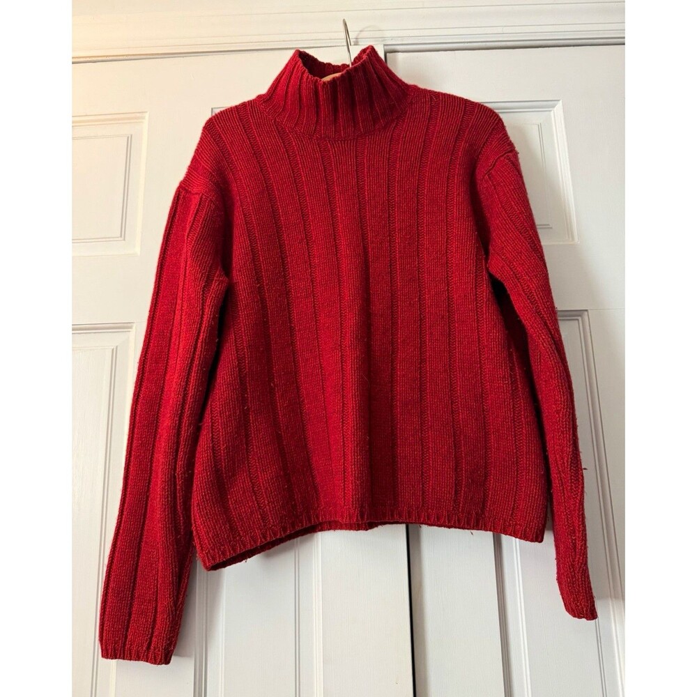 Vtg Abercrombie & Fitch Wool Blend Ribbed Mock Neck Sweater Red Small Type A.F.